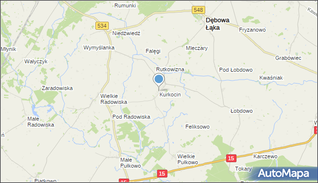 mapa Kurkocin, Kurkocin na mapie Targeo